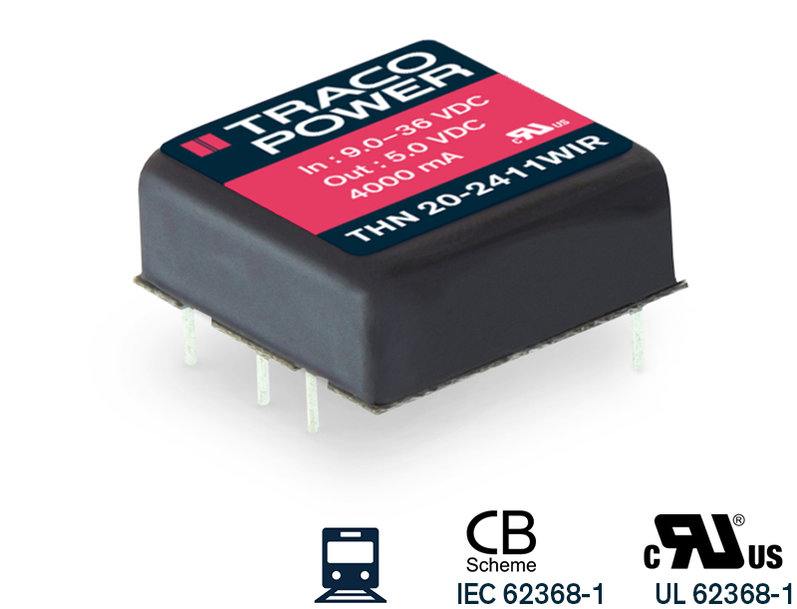 THN 20WIR SERIES - NEXT GENERATION 20 WATT DC/DC CONVERTER IN A 1”X1” METAL PACKAGE FOR APPLICATIONS IN RAILWAY IN HARSH ENVIRONMENTS